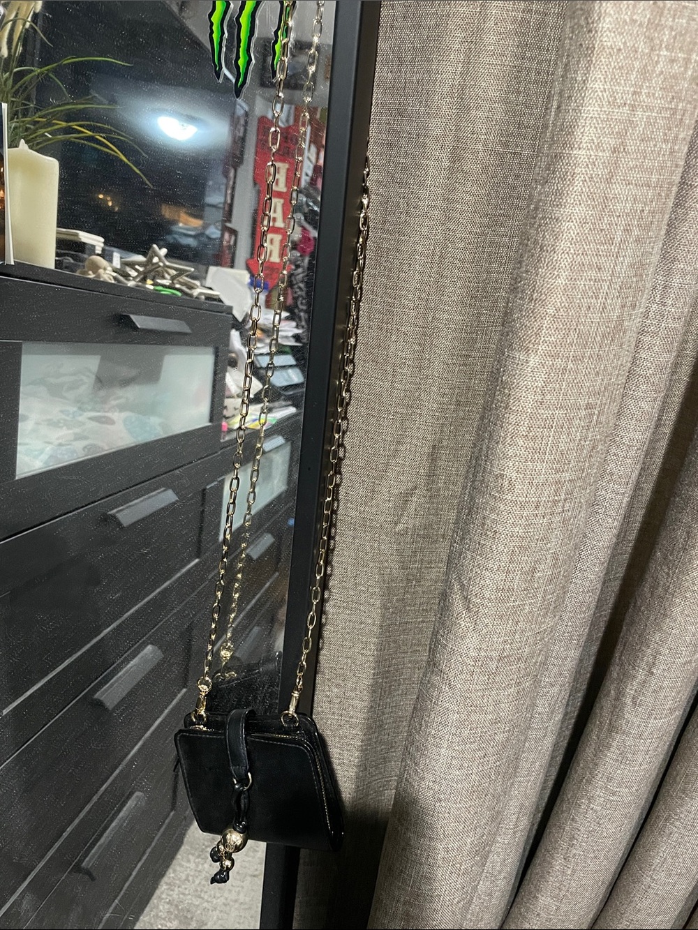 Victoria's Secret Black Crossbody with Gold Chain